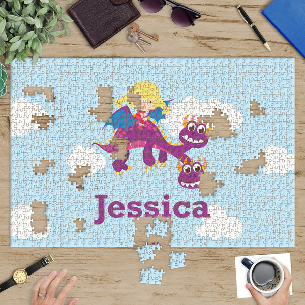 Girl Flying on a Dragon Jigsaw Puzzle 1014 Piece - In Context