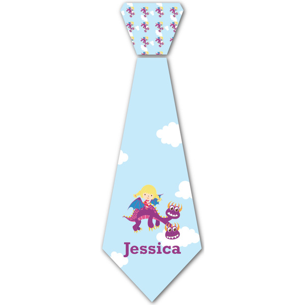Custom Girl Flying on a Dragon Iron On Tie - 4 Sizes w/ Name or Text