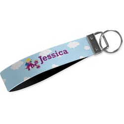 Girl Flying on a Dragon Webbing Keychain Fob - Small (Personalized)