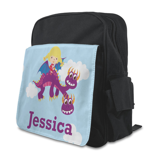 Custom Girl Flying on a Dragon Preschool Backpack (Personalized)