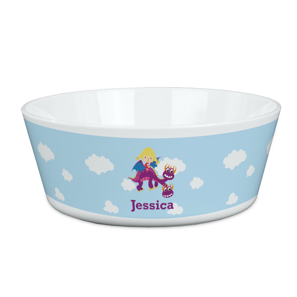 Custom Girl Flying on a Dragon Kid's Bowl (Personalized)