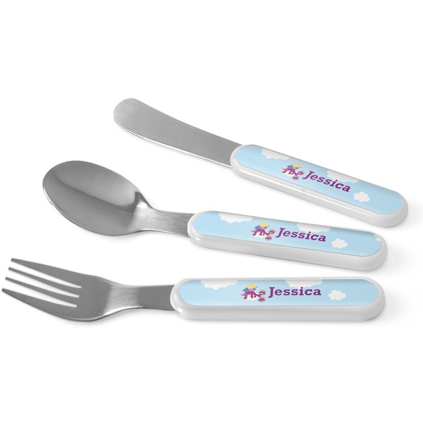Custom Girl Flying on a Dragon Kid's Flatware (Personalized)