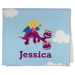 Girl Flying on a Dragon Kitchen Towel - Poly Cotton w/ Name or Text