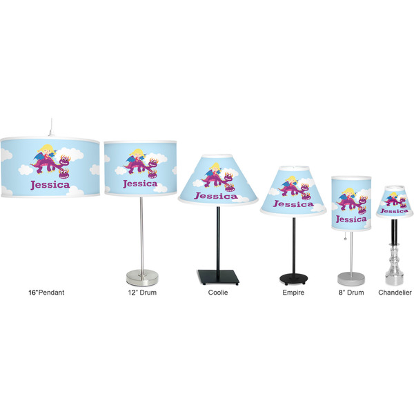 Girl Flying on a Dragon Lamp Full View Size Comparison