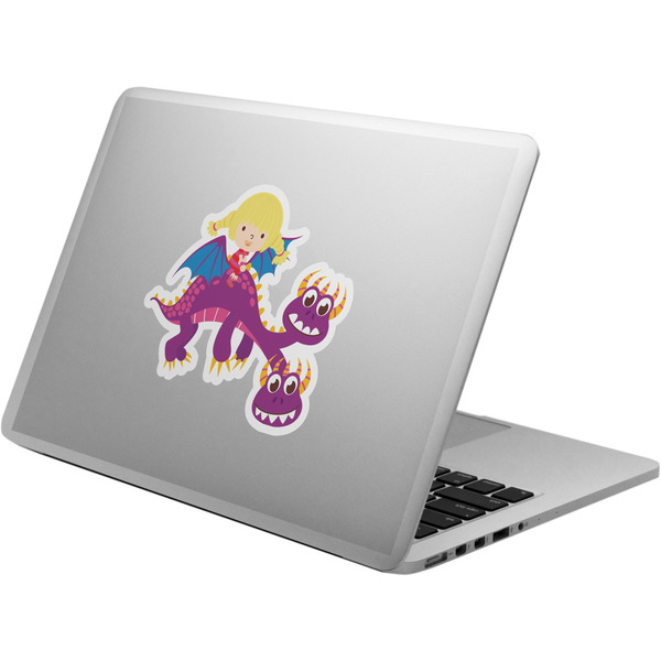 Custom Girl Flying on a Dragon Laptop Decal