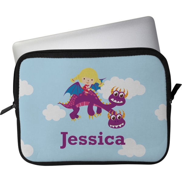 Custom Girl Flying on a Dragon Laptop Sleeve / Case (Personalized)