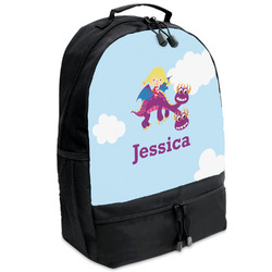 Girl Flying on a Dragon Backpacks - Black (Personalized)
