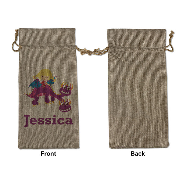 Girl Flying on a Dragon Large Burlap Gift Bags - Front Approval