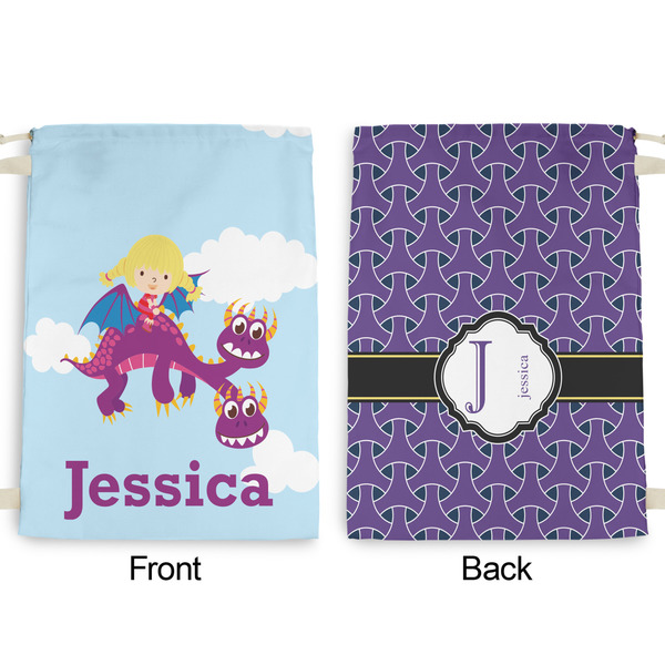 Girl Flying on a Dragon Large Laundry Bag - Front & Back View