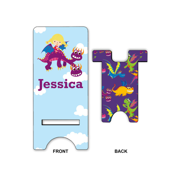 Girl Flying on a Dragon Large Phone Stand - Front & Back