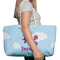 Girl Flying on a Dragon Large Rope Tote Bag - In Context View