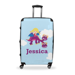 Girl Flying on a Dragon Suitcase - 28" Large - Checked w/ Name or Text