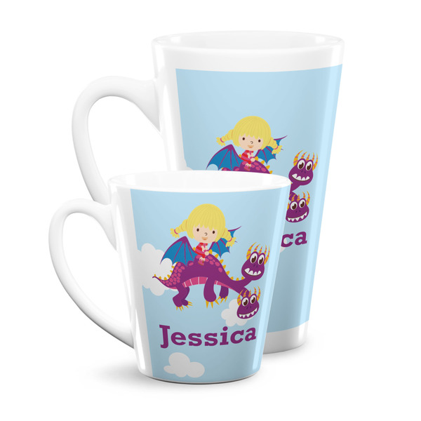 Girl Flying on a Dragon Latte Mugs Main