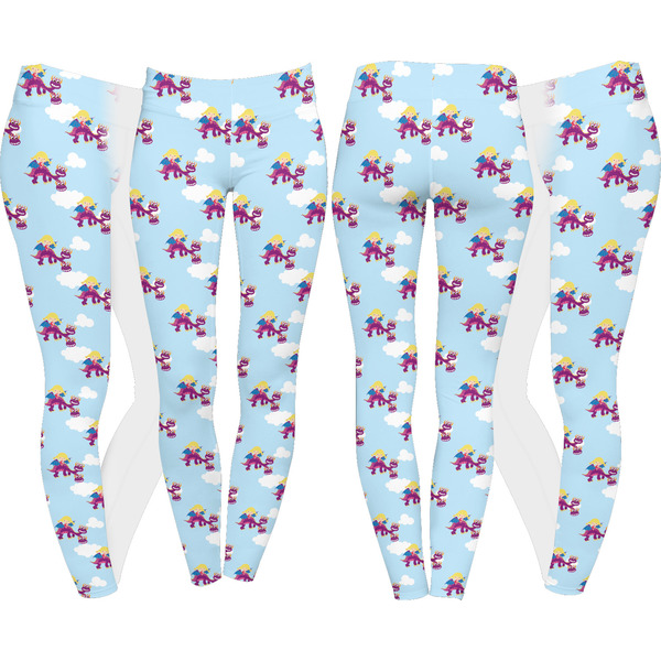 Girl Flying on a Dragon Leggings Turn Around - Apvl