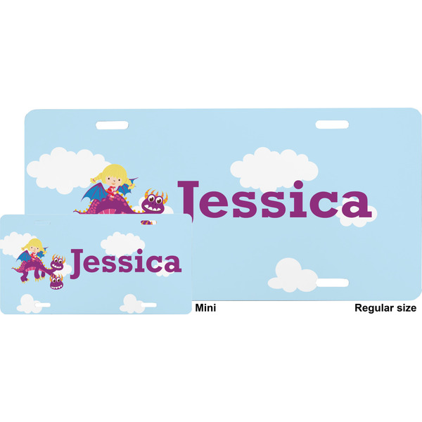 Girl Flying on a Dragon License Plate (Sizes)