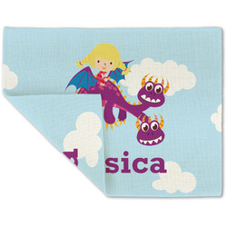 Girl Flying on a Dragon Double-Sided Linen Placemat - Single w/ Name or Text