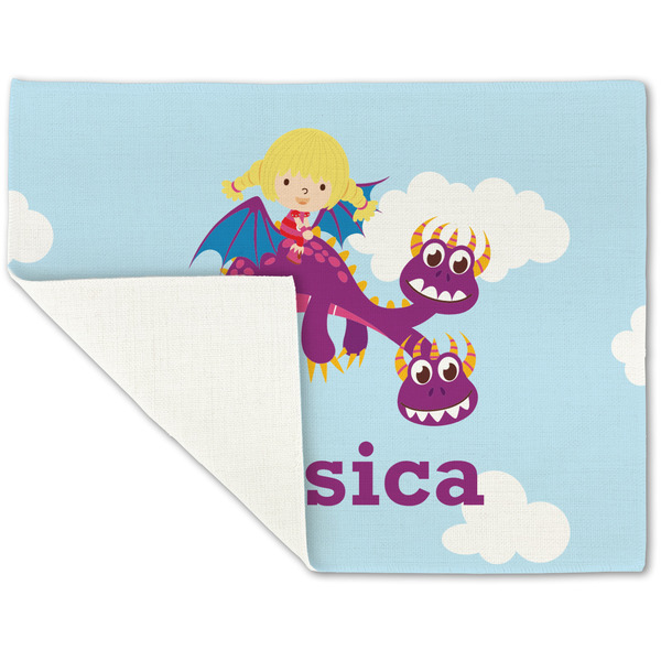 Girl Flying on a Dragon Linen Placemat - Folded Corner (single side)