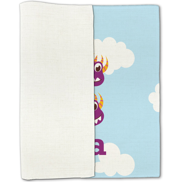 Girl Flying on a Dragon Linen Placemat - Folded Half