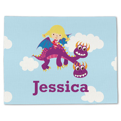Girl Flying on a Dragon Single-Sided Linen Placemat - Single w/ Name or Text