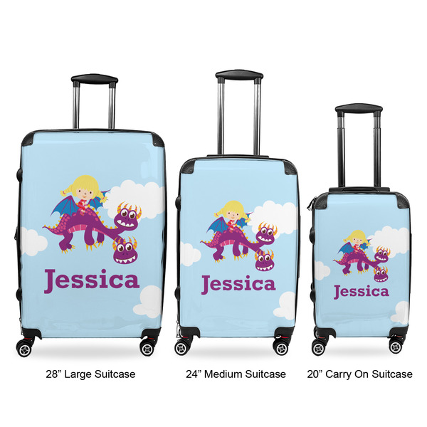 Girl Flying on a Dragon Luggage Bags all sizes - With Handle