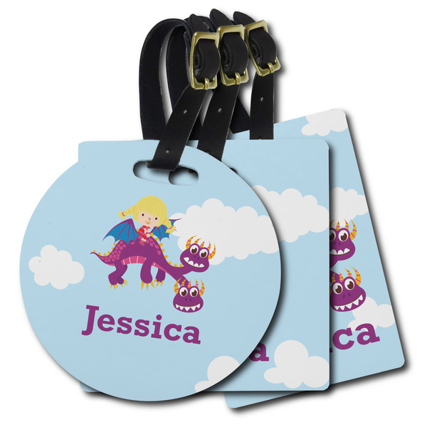 Custom Girl Flying on a Dragon Plastic Luggage Tag (Personalized)