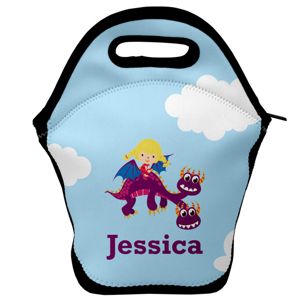 Custom Girl Flying on a Dragon Lunch Bag w/ Name or Text