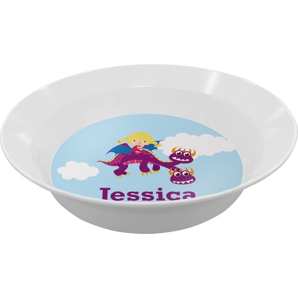Custom Girl Flying on a Dragon Melamine Bowl (Personalized)