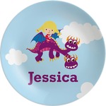 Girl Flying on a Dragon Melamine Plate (Personalized)