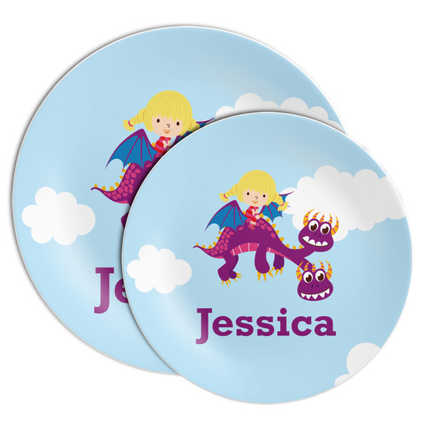 Girl Flying on a Dragon Melamine Plates - PARENT/MAIN