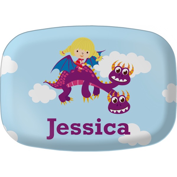 Custom Girl Flying on a Dragon Melamine Platter (Personalized)