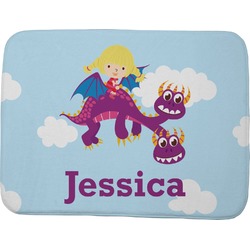 Girl Flying on a Dragon Memory Foam Bath Mat - 48"x36" (Personalized)