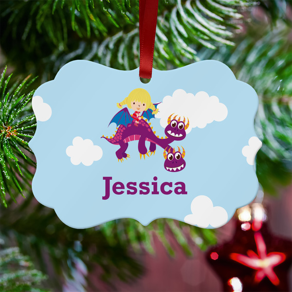 Girl Flying on a Dragon Metal Benilux Ornament - Lifestyle