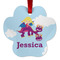 Girl Flying on a Dragon Metal Paw Ornament - Front