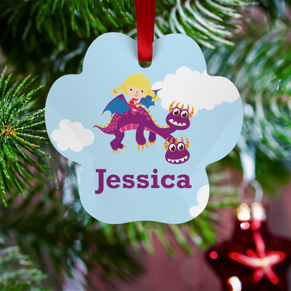 Girl Flying on a Dragon Metal Paw Ornament - Lifestyle