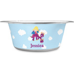 Girl Flying on a Dragon Stainless Steel Dog Bowl (Personalized)