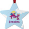 Girl Flying on a Dragon Metal Star Ornament - Front