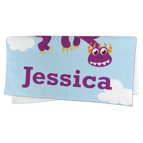 Girl Flying on a Dragon Microfiber Dish Rag - FOLDED (half)