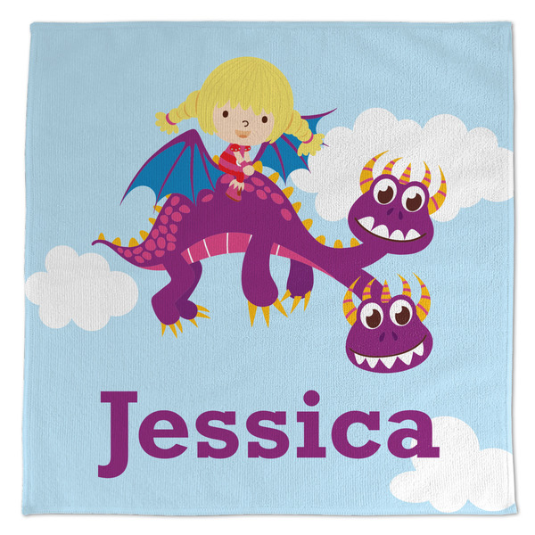 Custom Girl Flying on a Dragon Microfiber Dish Towel (Personalized)