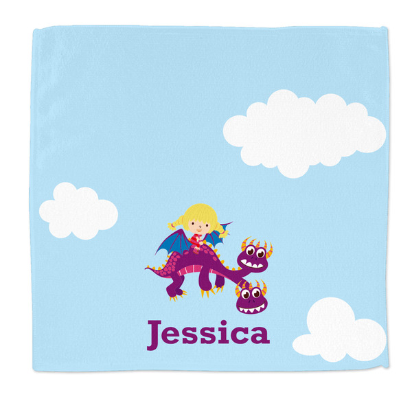 Custom Girl Flying on a Dragon Microfiber Dish Rag (Personalized)