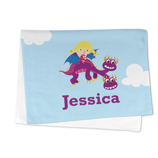 Girl Flying on a Dragon Microfiber Dish Towel - FOLDED HALF