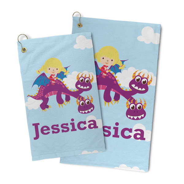Girl Flying on a Dragon Microfiber Golf Towel - PARENT/MAIN