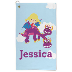 Girl Flying on a Dragon Microfiber Golf Towel (Personalized)