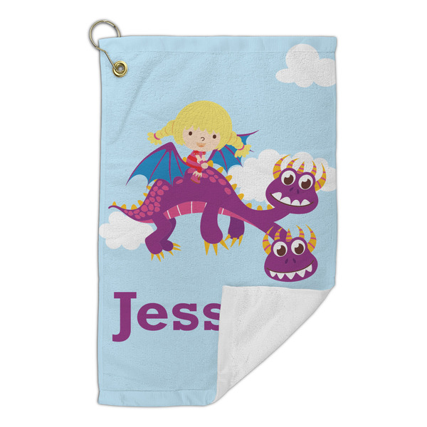 Girl Flying on a Dragon Microfiber Golf Towels Small - FRONT FOLDED