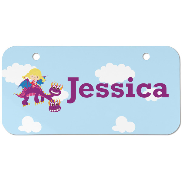 Custom Girl Flying on a Dragon Mini/Bicycle License Plate (2 Holes) (Personalized)