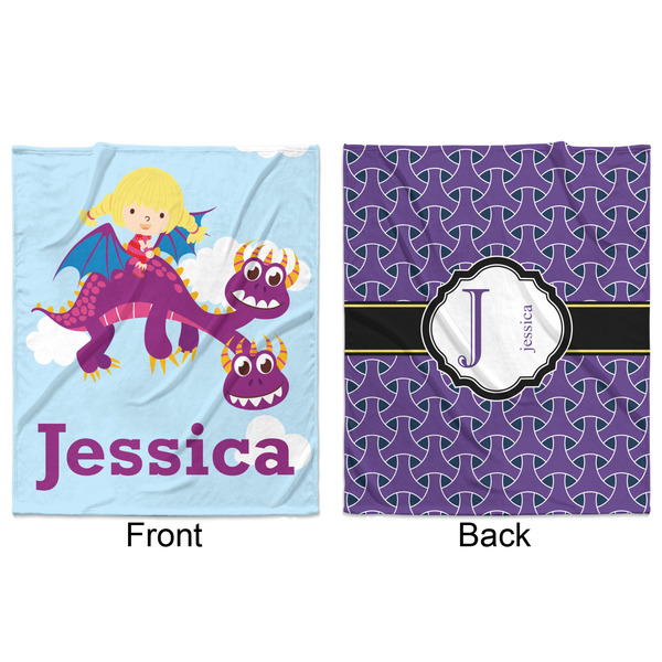 Girl Flying on a Dragon Minky Blanket - 50"x60" - Double Sided - Front & Back