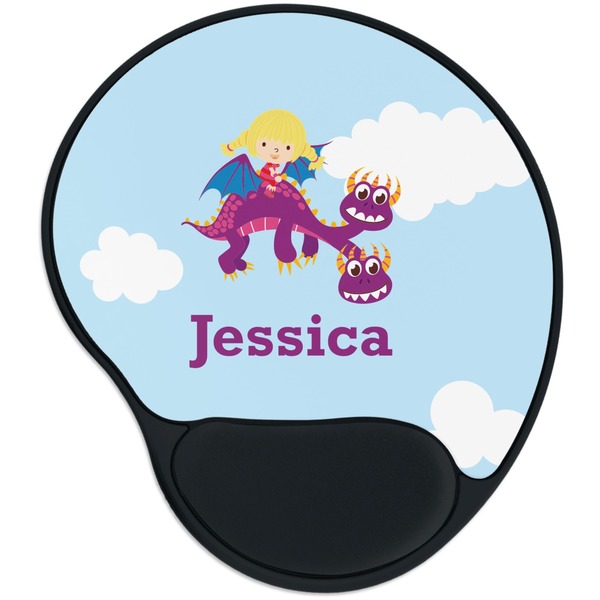 Custom Girl Flying on a Dragon Mouse Pad with Wrist Support
