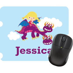 Girl Flying on a Dragon Rectangular Mouse Pad (Personalized)