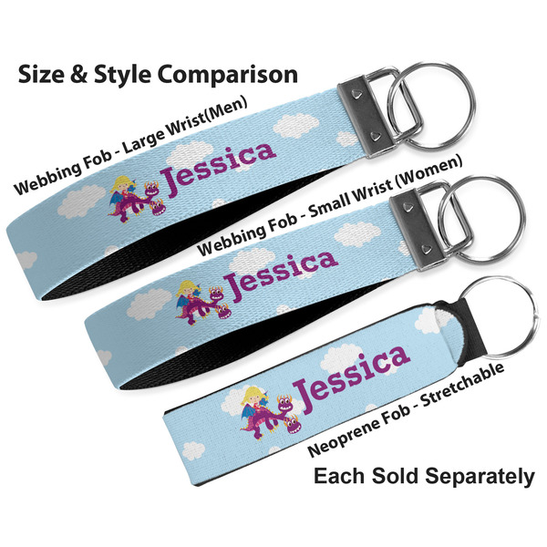 Girl Flying on a Dragon Multiple Key Ring comparison sizes