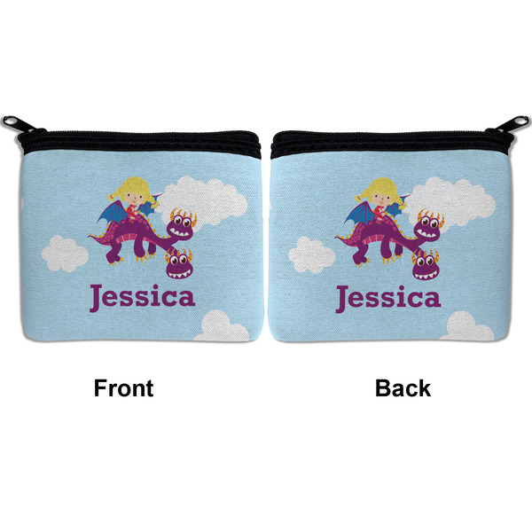 Girl Flying on a Dragon Neoprene Coin Purse - Front & Back (APPROVAL)
