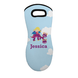 Girl Flying on a Dragon Neoprene Oven Mitt - Single w/ Name or Text